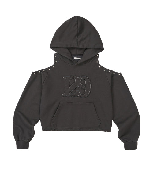 129 Cutout Overfit Hoodie Charcoal