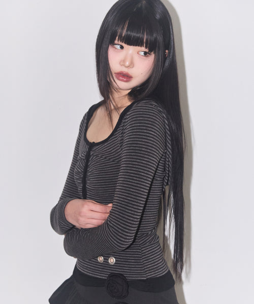 Layer Stripe Hood Charcoal
