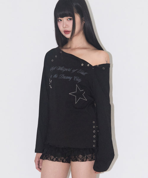 Lettering snap long sleeve black