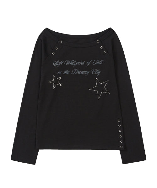 Lettering snap long sleeve black