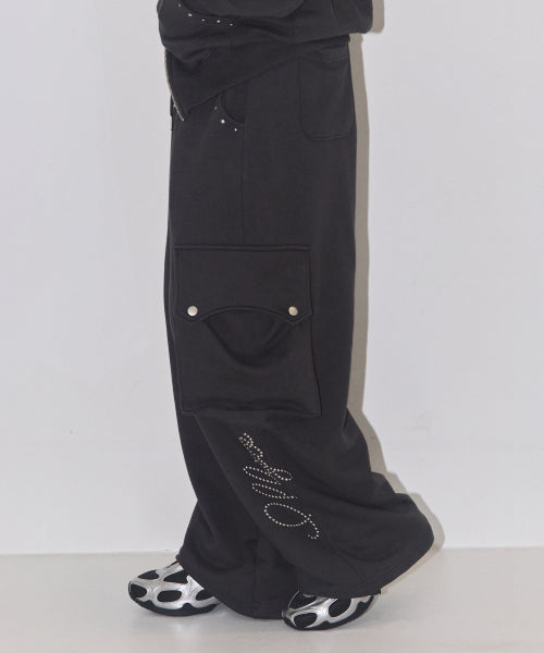 Studded cargo sweatpants Charcoal