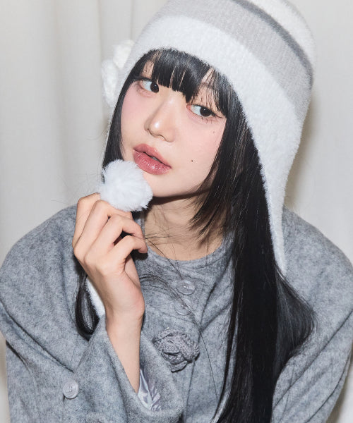 Fleur Earflap Beanie Ivory