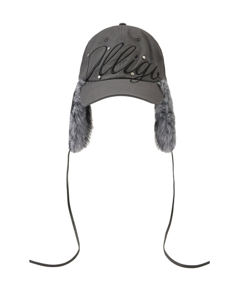 Fluffy Earflap Cap Charcoal