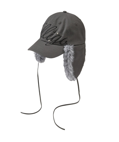 Fluffy Earflap Cap Charcoal