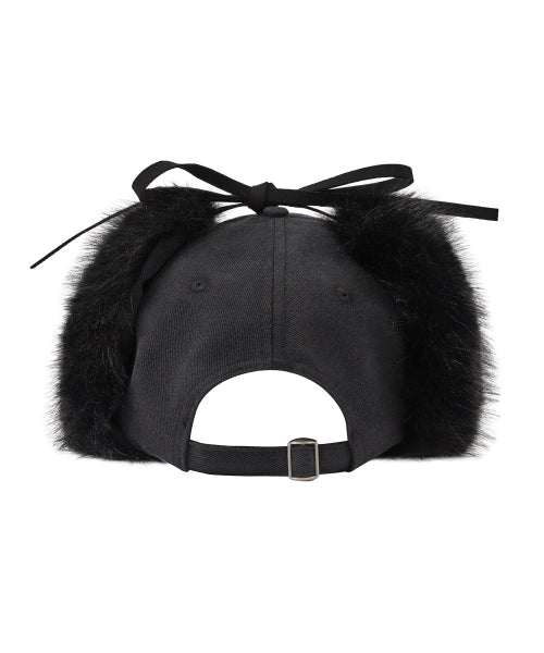 Fluffy earflap cap black