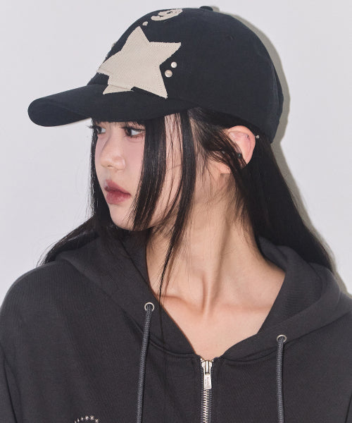 129 Star Patch Ball Cap Black