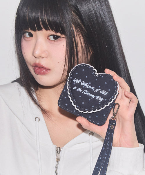 Heart Frame Card Wallet Navy