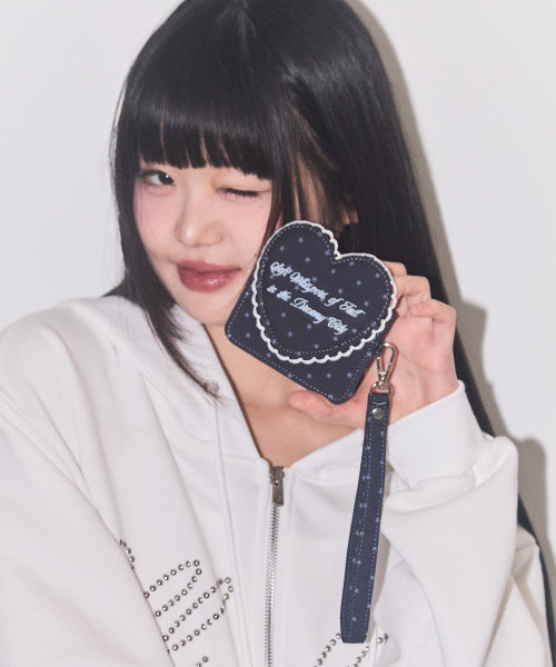 Heart Frame Card Wallet Navy