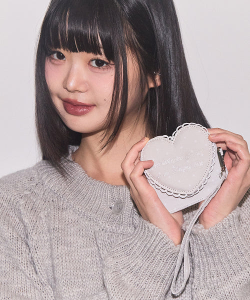 Heart Frame Card Wallet Gray