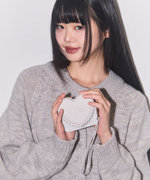 Heart Frame Card Wallet Gray
