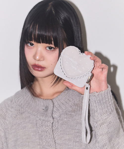 Heart Frame Card Wallet Gray