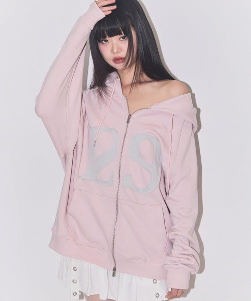 129 Logo Patch Hood Zip-Up Light Pink