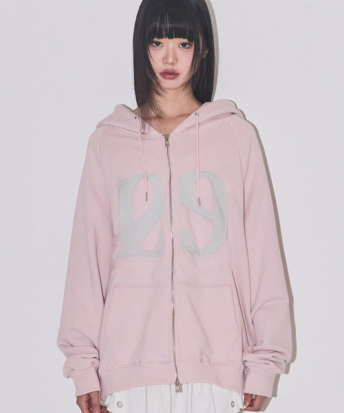 129 Logo Patch Hood Zip-Up Light Pink