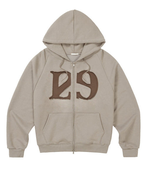 129 Logo Patch Hood Zip-Up Light Beige