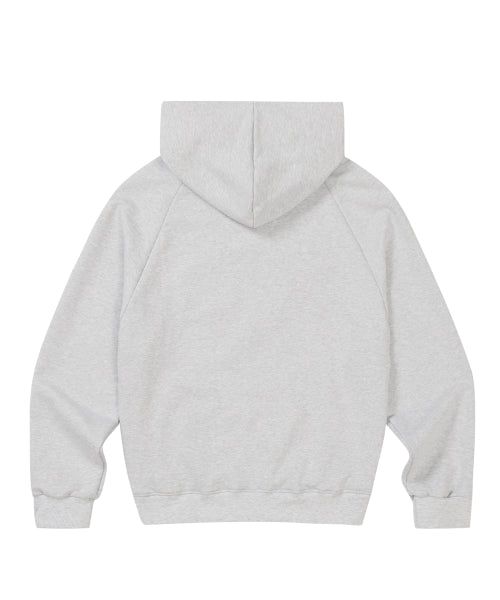 129 Logo Patch Hooded Zip-Up White Melange