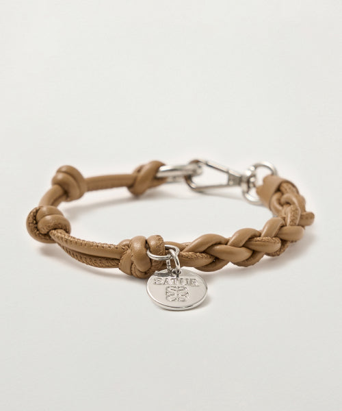 Synthetic Leather String Keyring Brown
