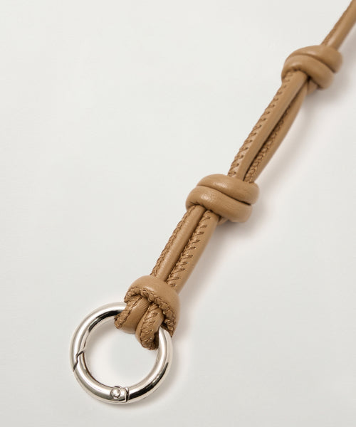 Synthetic Leather String Keyring Brown