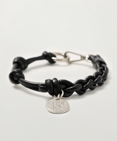 Synthetic Leather String Keyring Black