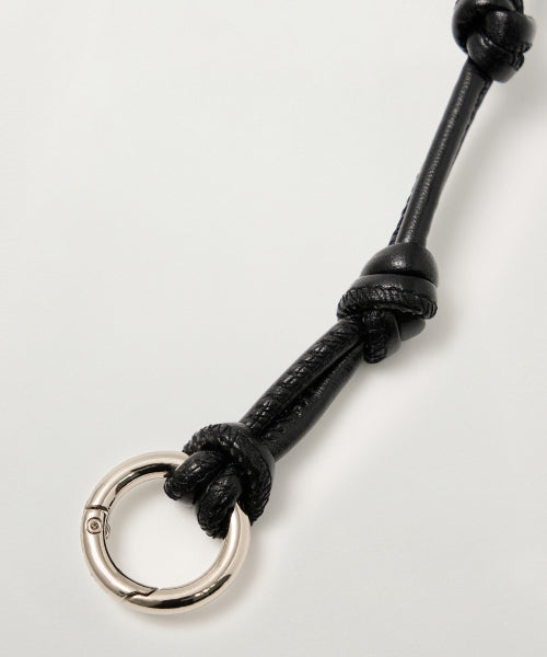 Synthetic Leather String Keyring Black