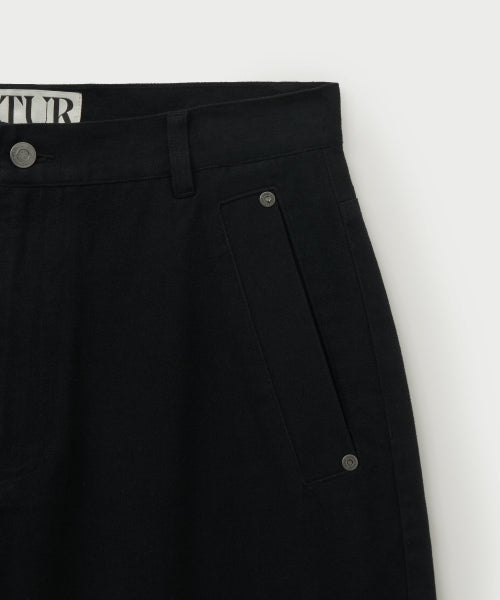 Teo Brushed Cotton Pants Black
