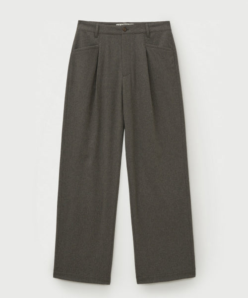 Wool Blend Wide Slacks Melange Gray