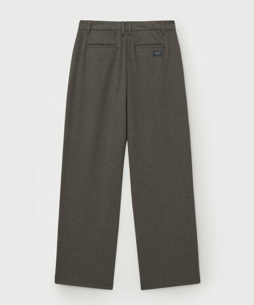Wool Blend Wide Slacks Melange Gray