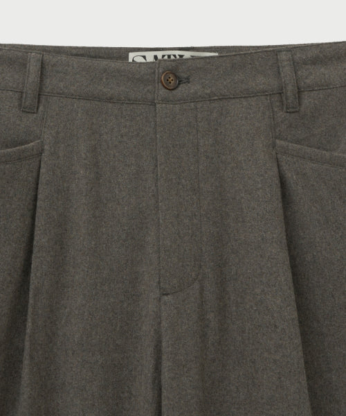 Wool Blend Wide Slacks Melange Gray