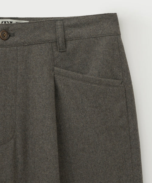 Wool Blend Wide Slacks Melange Gray