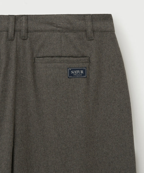 Wool Blend Wide Slacks Melange Gray