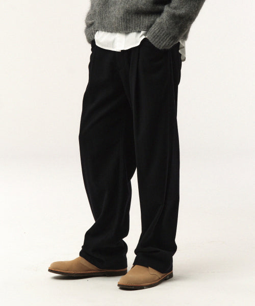 Wool Blend Wide Slacks Black