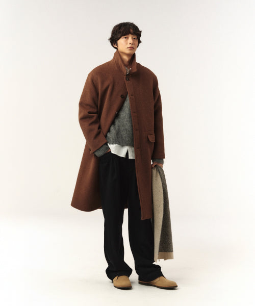 Wool Blend Wide Slacks Black