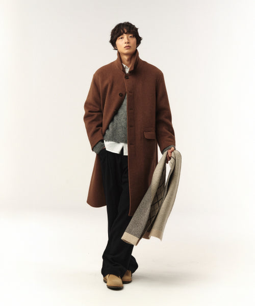 Wool Blend Wide Slacks Black