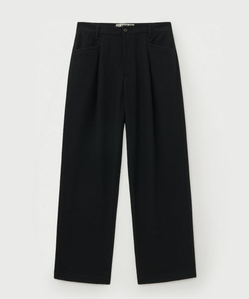 Wool Blend Wide Slacks Black