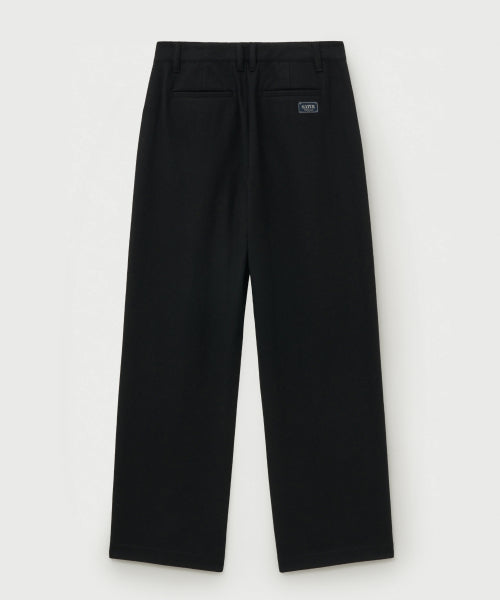 Wool Blend Wide Slacks Black