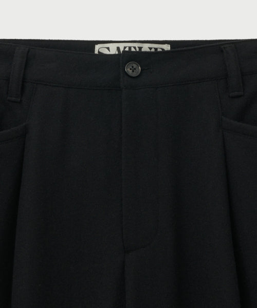 Wool Blend Wide Slacks Black
