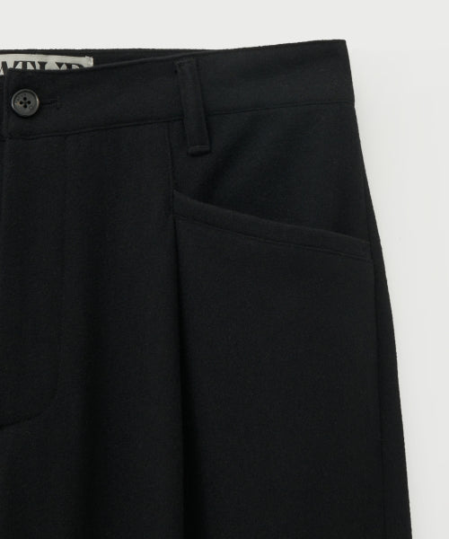 Wool Blend Wide Slacks Black