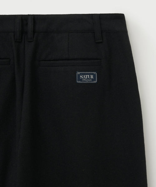 Wool Blend Wide Slacks Black