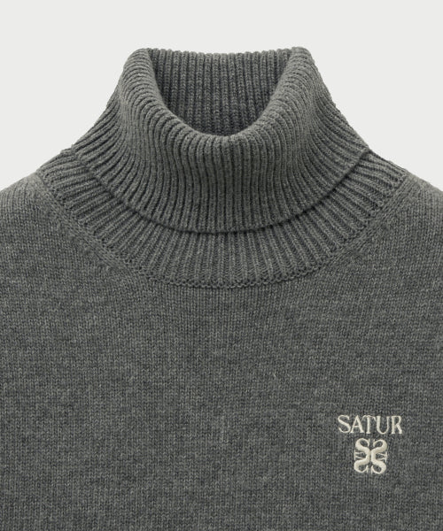 (W) Classic Turtle Neck Knit Charcoal
