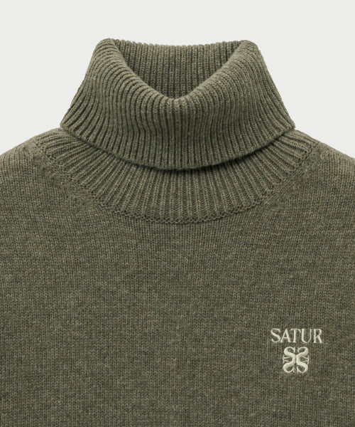 (W) Classic Turtle Neck Knit Khaki