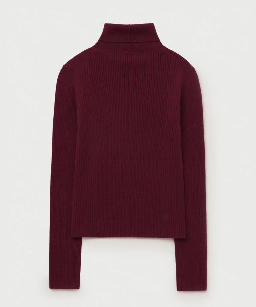 (W) 2-Way High Neck Knit Red