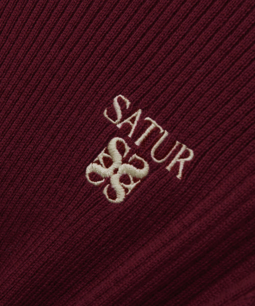 (W) 2-Way High Neck Knit Red