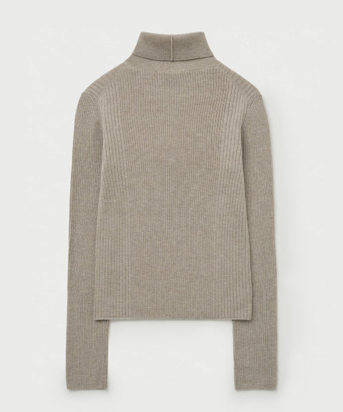(W) 2-Way High Neck Knit Beige