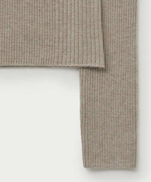 (W) 2-Way High Neck Knit Beige