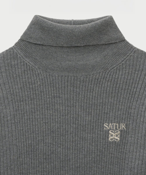 (W) 2-Way High Neck Knit Gray