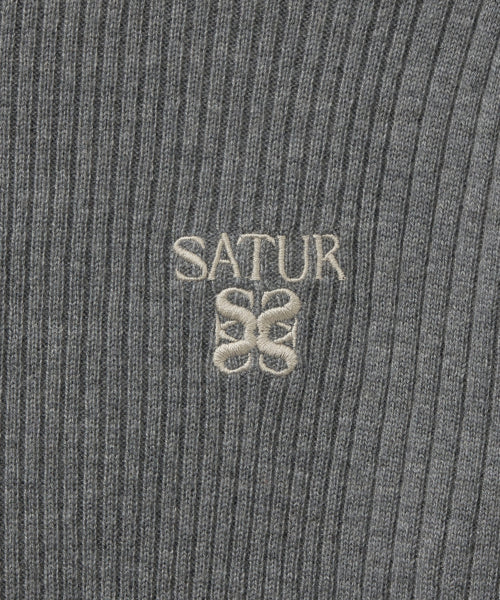 (W) 2-Way High Neck Knit Gray