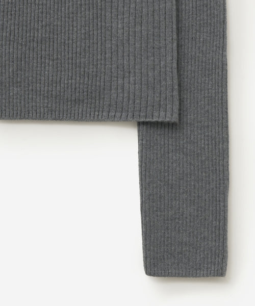 (W) 2-Way High Neck Knit Gray