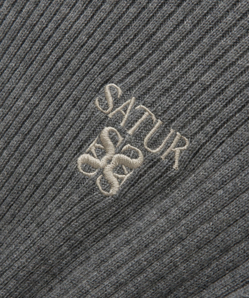 (W) 2-Way High Neck Knit Gray