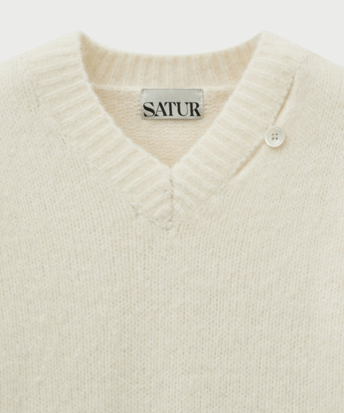 (W) Essen Two Tone Mohair Blend Knit White