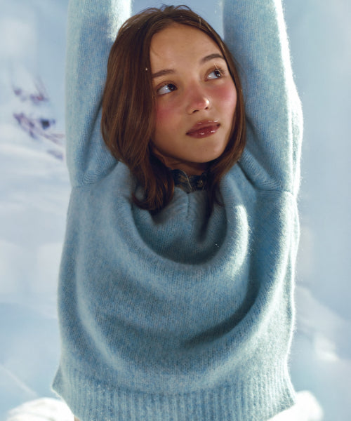 (W) Essen Two Tone Mohair Blend Knit Sky Blue