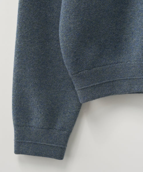 Classic Semi Loose Fit Knit Hoodie Blue